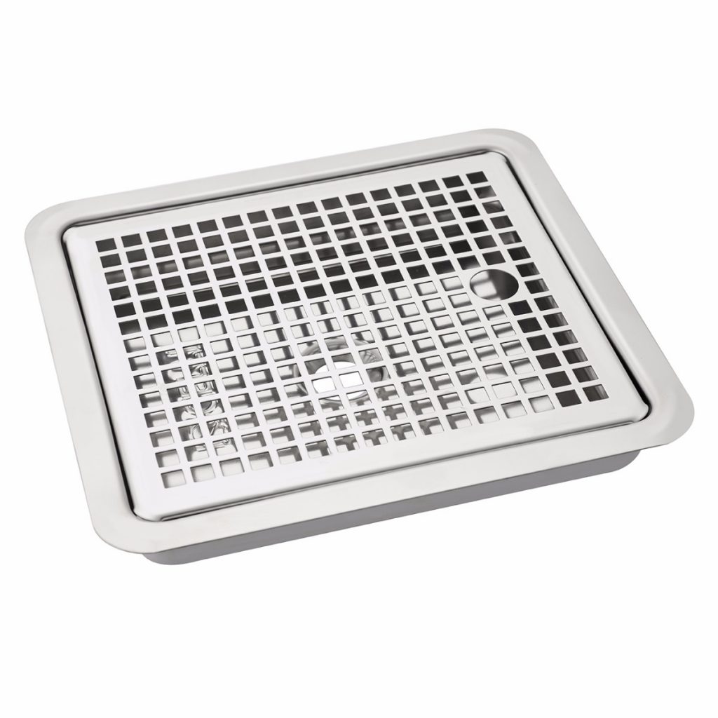 St/St Recessed Drip Tray 40x18x3 C/W Drain-0